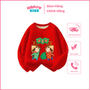 Áo nỉ Tết cho bé gái Happykids áo sweater cho bé in hình năm mới 2025