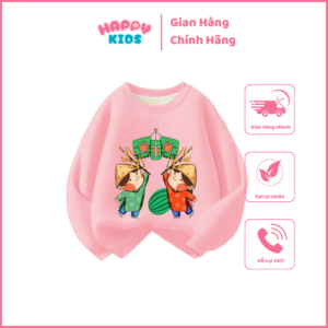 Áo nỉ Tết cho bé gái Happykids áo sweater cho bé in hình năm mới 2025