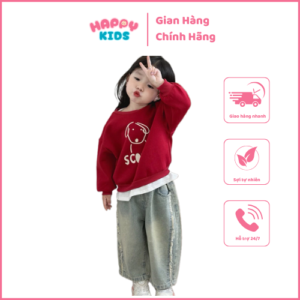 Áo SWEATER nỉ bông cho bé gái MÀU ĐỎ