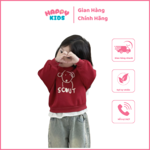 Áo SWEATER nỉ bông cho bé gái MÀU ĐỎ